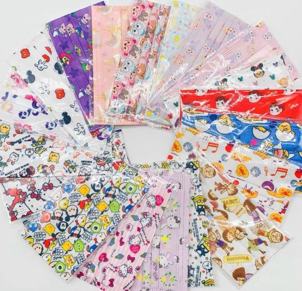 

fashion disposable cartoon print face mask non-woven breathable masks 95% filtration efficiency dustproof prevention of influenz mouth masks