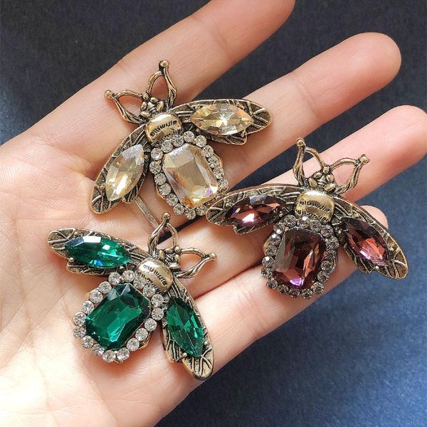 

pins, brooches muylinda vintage crystal bee brooch insect collar pin bees for women clothes scarf clip rhinestone jewelry gift, Gray