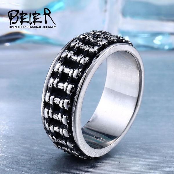 

cluster rings beier biker bicycle chain stainless steel designed man's motorcycle ring for man br8-301, Golden;silver