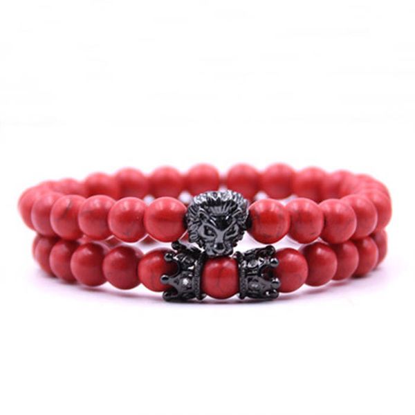 

2pcs/set retro bead charm bracelets buddha paracord natural stone lion men pulseras hombre bracciale uomo mens gift valentine's day chr, Golden;silver