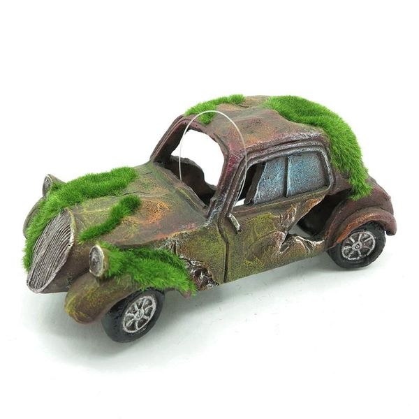 

decorations fish tank decoration flocked moss vintage car antique statue for aquarium