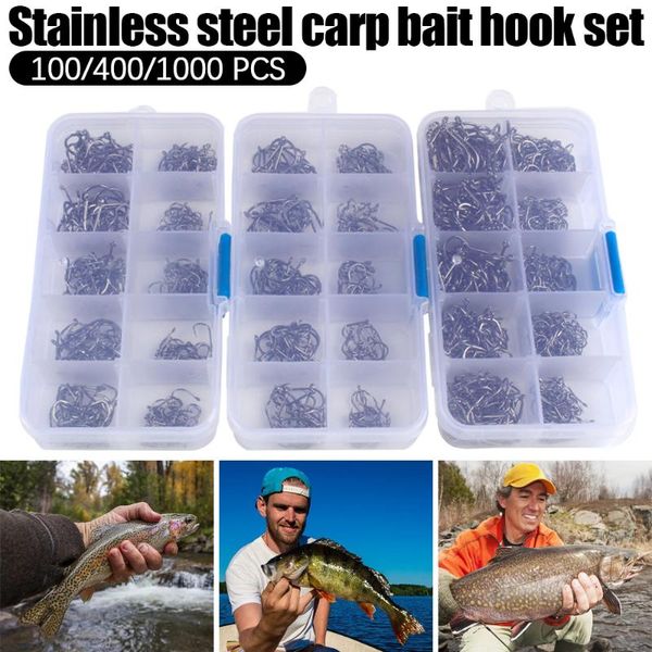 

fishing hooks 100/400/1000 pcs fising carp sharpened strong bait for ocs bass pike salmon muskie pickerel