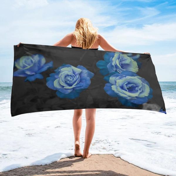 

towel blue roses flowers beach luxury quick-dry microfiber bath towels yoga mat sport swimming