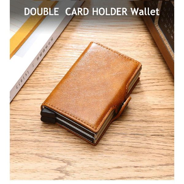 

rfid wallet men money bag mini purse male carbon card wallet small double trifold leather wallet thin carte jllsbo