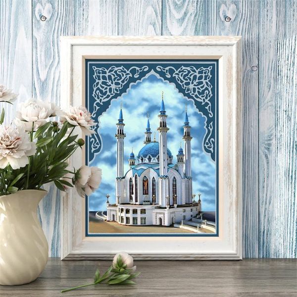 

diamond painting huacan 5d full square church embroidery round drill rhinestone picture cross stitch kit home decor