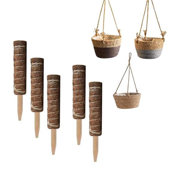 

other garden supplies 5pcs plant stakes 50 cm supports with 3pcs hanging woven storage baskets