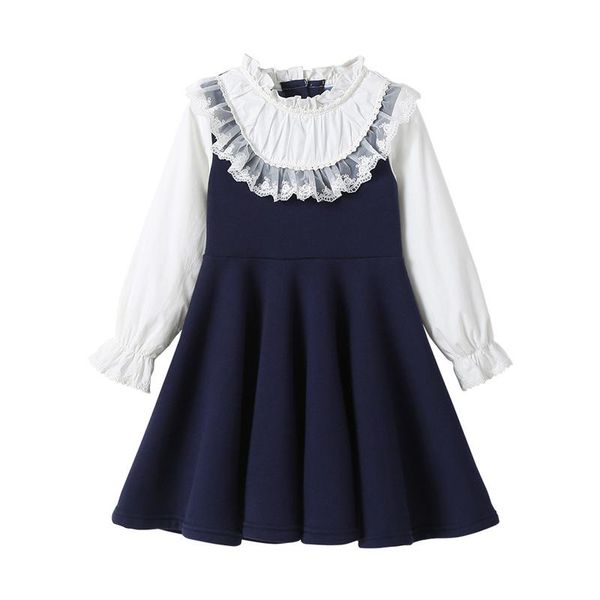 

girl's dresses girl dress 2021 spring girls clothing baby casual kids patchwork blue white clothes children long sleeve, Red;yellow