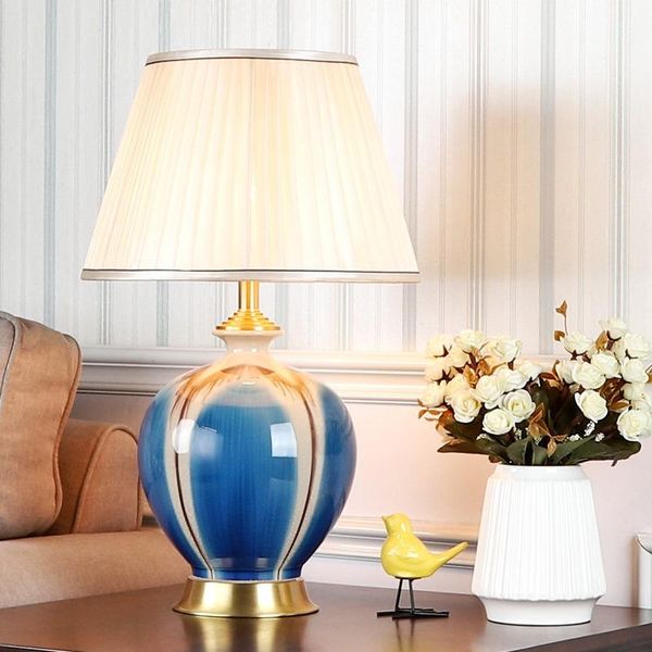 

table lamps american modern color ceramic lamp creative copper base bedroom bedside living room study art desk light