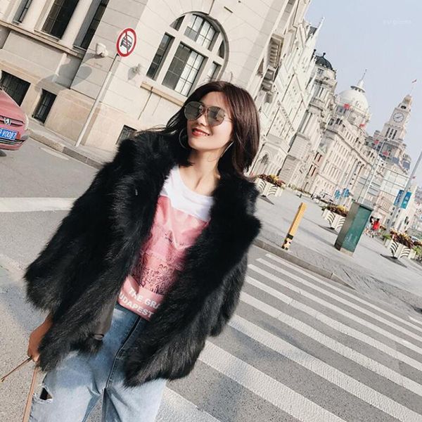 

women's fur & faux 2021 ladies thick warm hoody natural coat customize wholesale retail drop sell real overcoat sr830, Black