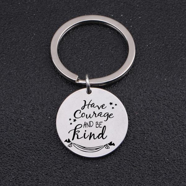 

keychains "have courage and be kind" keyring men women inspiring jewelry key pendant 3 colors to friend couple uplifting keychain, Silver
