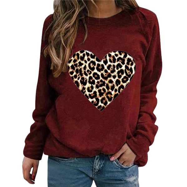 

women's sweaters 2021 women heart printing loose pullovers fashion o-neck plus size t-shirt ladies autumn casual long sleeve sweatshirt, White;black