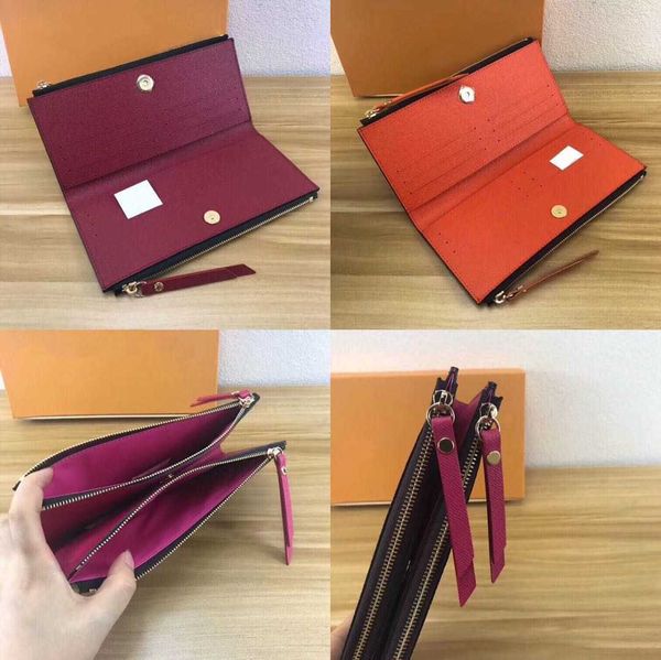 

sports wholesale classic ladies long wallet for women multicolor coin purse card holder package organizer wallet ladies zipper wallet pocket, Red;black