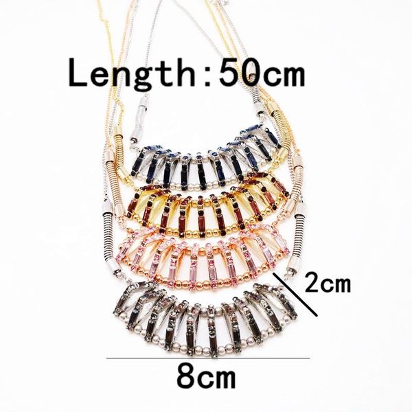 

pendant necklaces pretty glass stones snake chain collar necklace wedding, Silver