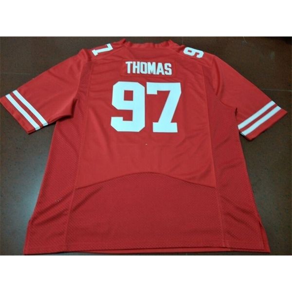 

001 nebraska cornhuskers deontre thomas #97 real full embroidery college jersey size s-4xl or custom any name or number jersey, Black
