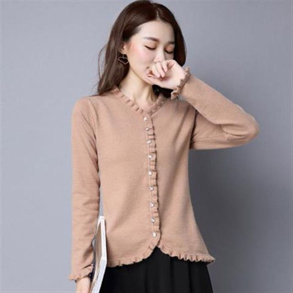 

women's knits & tees cardigan sweater short 2021 spring and autumn ladies korean fashion loose knit jacket women casual all-match, White