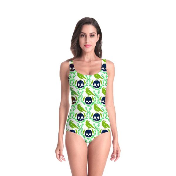 

women's jumpsuits & rompers gothic skull swimsuit women one piece vintage swimwear slimming bodysuit female bathing suit wide strap bea, Black;white