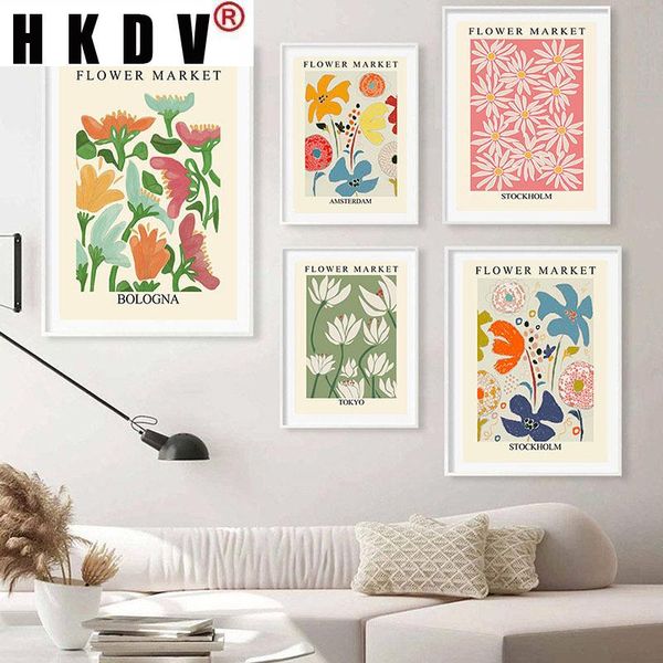 

paintings hkdv retro colorful flower abstract canvas painting wall art print poster picture bedroom living room home decoration