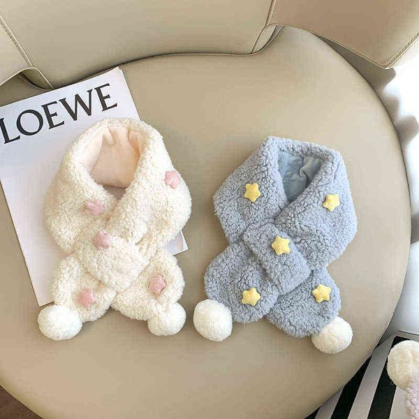 

scarves children's winter plush cartoon korean star boys and girls children's warm bib imitation rabbit hair baby scarf, Blue;gray