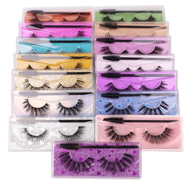

1 pair false eyelashes with brush 3d long lasting natural eyelash extension thick beauty dramatic makeup tools