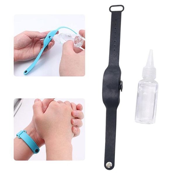 

wristband hand dispenser hand sanitizer dispensing silicone wearable dispenser pumps wristbands wrist band, Black;red