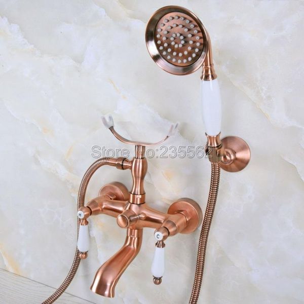 

bathroom shower sets wall mounted faucet with hand antique red copper brass bath tub mixer tap faucets lna375