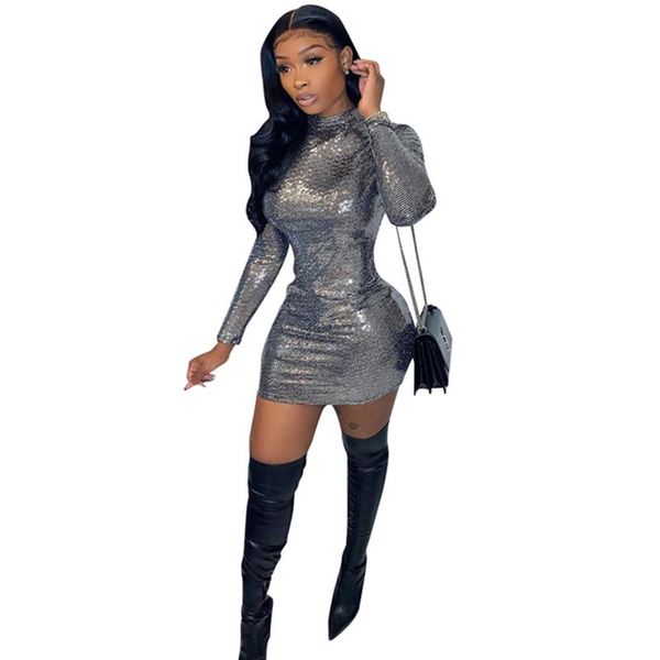 

casual dresses bronzing backless mini dress, Black;gray