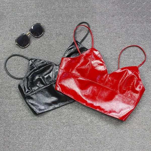 

women's leather & faux women real sheepskin pearlite layer tanks genuine small vest v-neck short slim sleeveless waistcoat 2021, Black