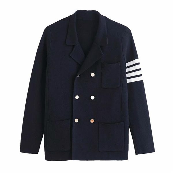 

women's suits & blazers elegant women notched collar blazer 2021 fashion plate used jackets preppy style chic double breasted jacket, White;black