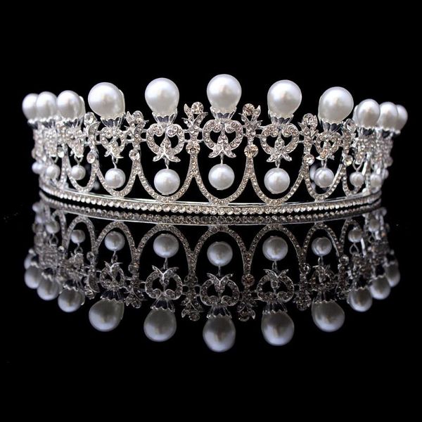 

hair clips & barrettes elegant pearl bridal crown wedding tiara, Golden;silver