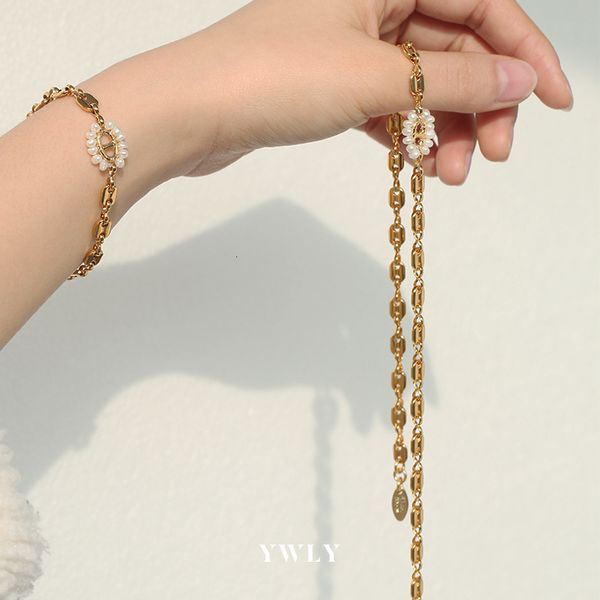 

pig nose natural pearl necklace bracelet ywly, Silver