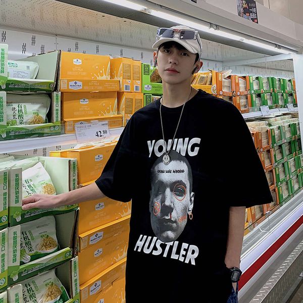 

creative avatar printed short sleeve t shirt for men, White;black