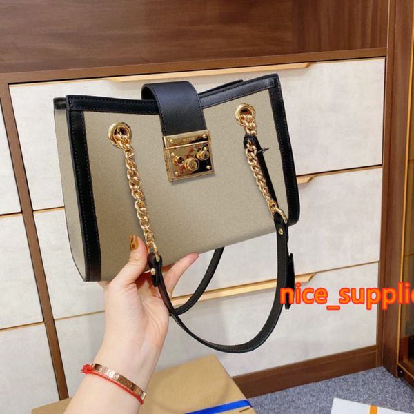 

2021 designer women shoulder padlock bag with chain square lock canvas genuine leather bow stripes distressed fashion handbag wallets purse, Red;black