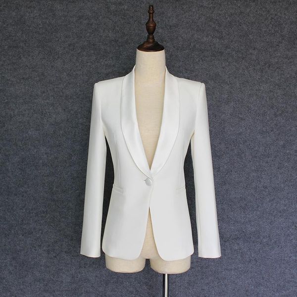

star style 2021 new stylish designer blazer women's single button shawl collar blazer jacket, White;black