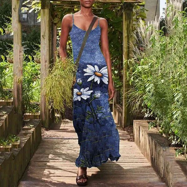 

casual dresses 2021 new summer women sling party skinny v-neck sleeveless ladies printing long elegant female vestidos kzvc, Black;gray