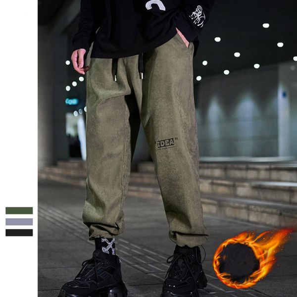 

street fashion casual fleece pants men winter new sports pants loose fashion brand guard pants men gray green black