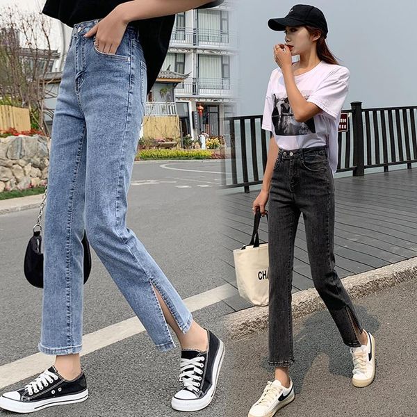 

women's jeans 2021 summer ladies pants high waist slim blue casual street