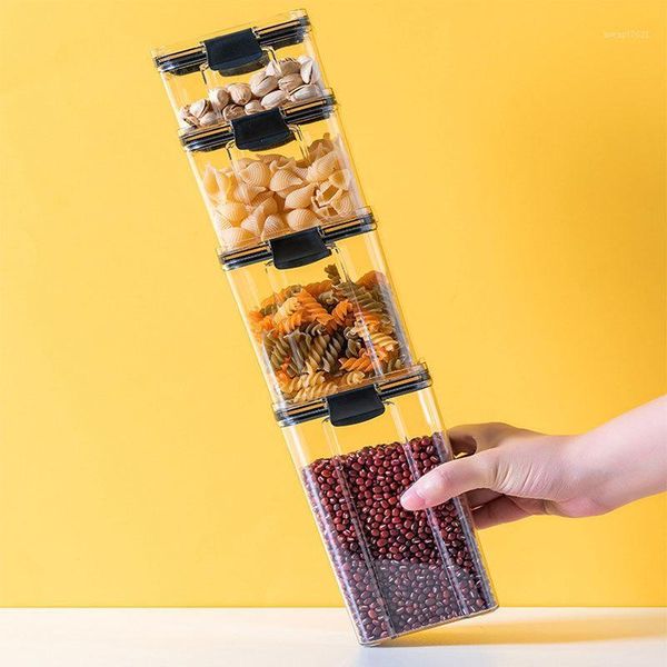 

storage bottles & jars 460-1800ml container plastic kitchen refrigerator noodle box multigrain tank transparent sealed set