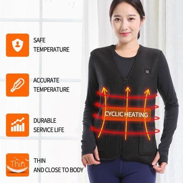 

outdoor t-shirts women autumn winter warm electric thermal cloth waistcoat fish hiking usb infrared heating vest jacket1, Gray;blue