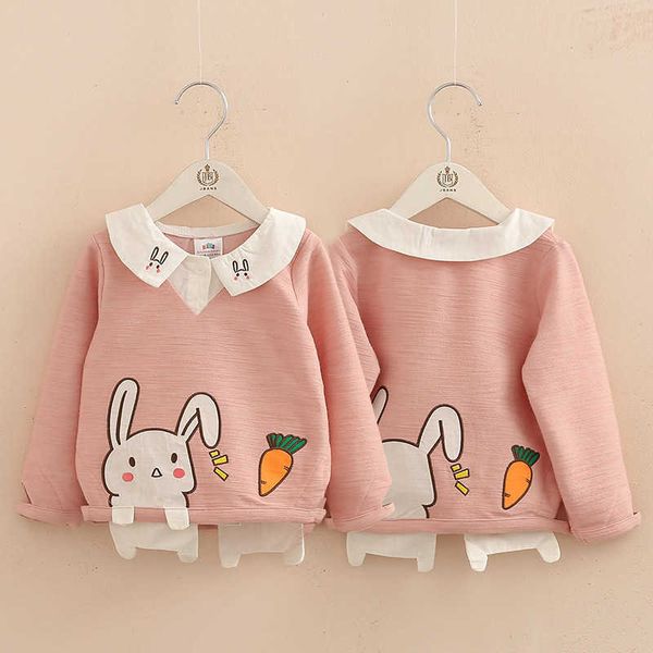 

spring autumn 2-10 years old children long sleeve cute patchwork cartoon embroidery baby kids school sweatshirts for girls 210529, Black