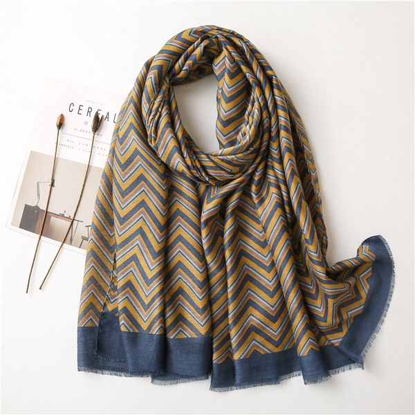 

autumn and winter scarf women western fashion dualuse corrugated diamond wild thin cotton and linen gauze shawl, Blue;gray
