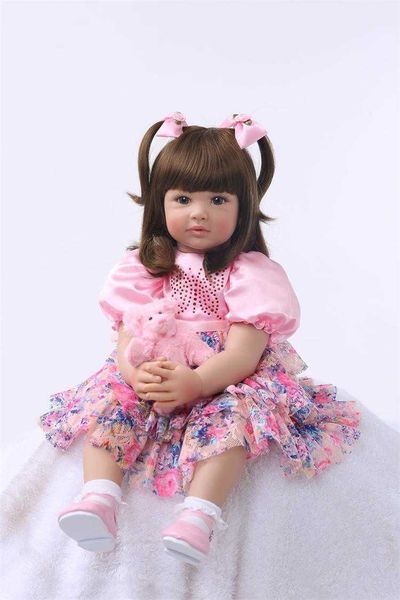 60cm silicone renascido bebê boneca brinquedos princesa toddler bonecas meninas brinquedos alta qualidade limitada coleção de bonecas Q0910