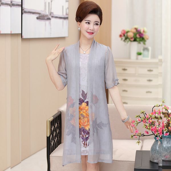 

2021 new print pink tunic chiffon floral elegant vintage vestidos verano plus es 5xl 6xl sukienka kj040 wooh, Black;gray