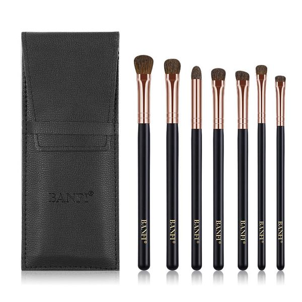 

makeup brushes banfi 7pcs black eyeshadow brush soft natural animal hair wood handle eye shadow blending eyelashes