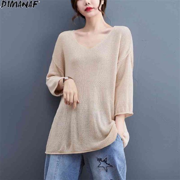 

summer t-shirts women basic solid tunic tee loose casual v-neck knitting show thin korea style clothing 210531, White