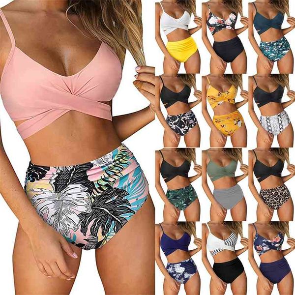 

women bikini women's striped printing padded push up 2 piece sets swimsuits beachweart women's swimming suit 210629, White;black