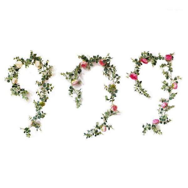 

pcs artificial eucalyptus leaves peony flower vine greenery ivy hanging plants swag for home wedding wall fence decor1