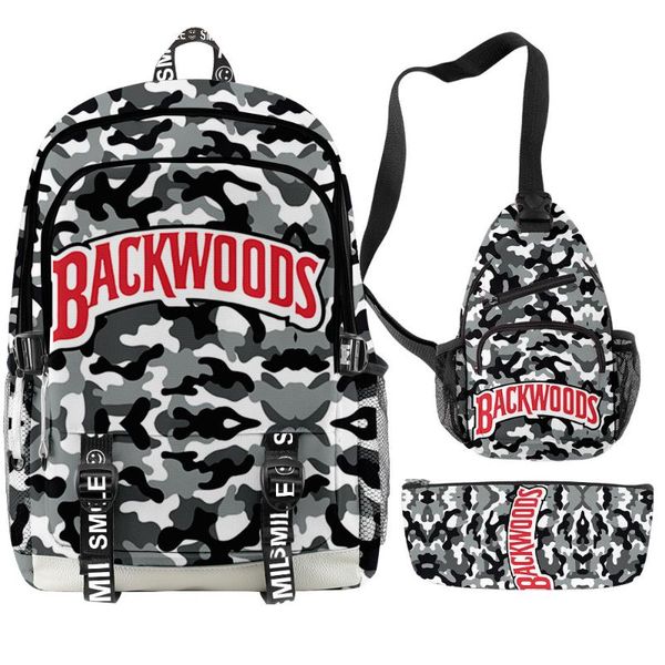 

backpack backwoods with the same print peripheral cool and simple 3pcs set for men women usb charging