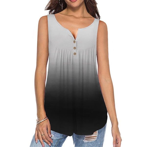 

sleeveless plus size gradient t shirt 2021 new women summer loose beach large size 5xl irregular casual vest t shirts, White