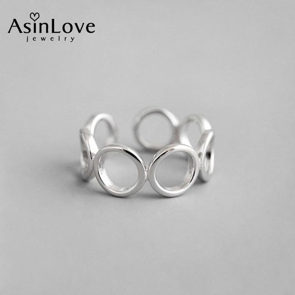 

cluster rings asinlove minimalist design geometric circle ring real 925 sterling silver creative handmade fine jewelry for women gift, Golden;silver