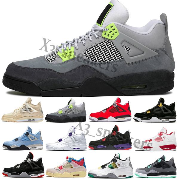 

wholesale jumpman 4 4s men womens basketball shoes white cement cactus jack neon court purple bred mens trainers sports sneakers 36-46 z77